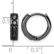 Sterling Silver Black RH-plated Black CZ Hinged 4mm Round Hoop Earrings - Birthstone Company