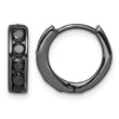 Sterling Silver Black RH-plated Black CZ Hinged 4mm Round Hoop Earrings - Birthstone Company