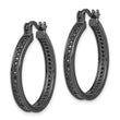 Sterling Silver Black Rhodium-plated Black CZ Round Hoop Earrings - Birthstone Company
