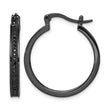 Sterling Silver Black Rhodium-plated Black CZ Round Hoop Earrings - Birthstone Company