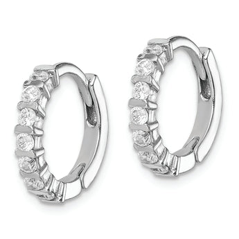 Sterling Silver Rhodium-plated CZ Hinged Earrings