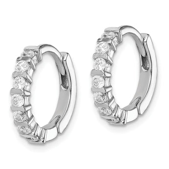 Sterling Silver Rhodium-plated CZ Hinged Earrings - Birthstone Company