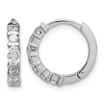 Sterling Silver Rhodium-plated CZ Hinged Earrings - Birthstone Company