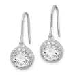 Sterling Silver Rhodium-plated Polished Round CZ Halo Dangle Earrings - Birthstone Company