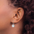 Sterling Silver Rhodium-plated Polished Round CZ Halo Dangle Earrings - Birthstone Company