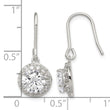 Sterling Silver Rhodium-plated Polished Round CZ Halo Dangle Earrings - Birthstone Company