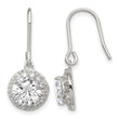 Sterling Silver Rhodium-plated Polished Round CZ Halo Dangle Earrings - Birthstone Company