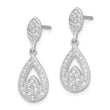 Sterling Silver Rhodium-plated CZ Pav‚ Pear Dangle Post Earrings