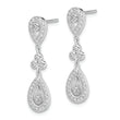 Sterling Silver Rhodium-plated CZ Pav‚ Pear Dangle Post Earrings