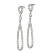 Sterling Silver Rhodium-plated Polished CZ Teardrop Post Dangle Earrings
