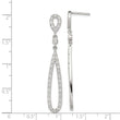 Sterling Silver Rhodium-plated Polished CZ Teardrop Post Dangle Earrings
