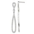 Sterling Silver Rhodium-plated Polished CZ Teardrop Post Dangle Earrings