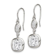 Sterling Silver Rhodium-plated Polished Oval & Square CZ Dangle Earrings