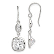 Sterling Silver Rhodium-plated Polished Oval & Square CZ Dangle Earrings