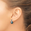 Sterling Silver Polished Black and White CZ with 9-10mm Black Imitation Shell Pearl Post Earrings - Birthstone Company