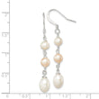 Sterling Silver Polished Pink & White 5-7mm Freshwater Cultured Pearl Dangle Earrings - Birthstone Company