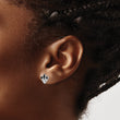 Sterling Silver Rhodium-plated CZ & Enamel Fleur de Lis Post Earrings