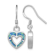 Sterling Silver RH-plated Blue Created Opal Inlay Heart Dangle Earrings - Birthstone Company