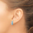 Sterling Silver RH-plated CZ & Blue Created Opal Twisted Post Earrings - Birthstone Company