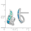 Sterling Silver RH-plated CZ & Blue Created Opal Twisted Post Earrings - Birthstone Company
