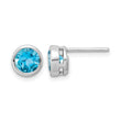 Sterling Silver Rhodium-plated Blue Topaz Circle Stud Earrings - Birthstone Company