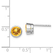 Sterling Silver Rhodium-plated Citrine Circle Stud Earrings
