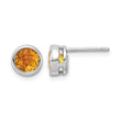 Sterling Silver Rhodium-plated Citrine Circle Stud Earrings - Birthstone Company