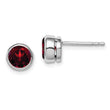 Sterling Silver Rhodium-plated Garnet Circle Stud Earrings