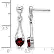 Sterling Silver Rhodium-plated Polished Garnet Heart Post Dangle Earrings - Birthstone Company