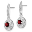 Sterling Silver Rhodium-plated Garnet and Diamond Dangle Earrings - Birthstone Company