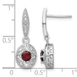 Sterling Silver Rhodium-plated Garnet and Diamond Dangle Earrings - Birthstone Company