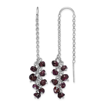 Sterling Silver Rhodium-plated Garnet Cluster Dangle Earrings - Birthstone Company