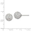Sterling Silver Rhodium-plated 10mm White Czech Crystal Post Earrings