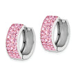 Sterling Silver RH-plated Pink Preciosa Crystal Hinged Hoop Earrings