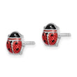 Sterling Silver Rhodium Polished Enameled Lady Bug Post Earrings - Birthstone Company
