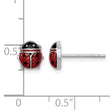 Sterling Silver Rhodium Polished Enameled Lady Bug Post Earrings - Birthstone Company