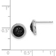 Sterling Silver RH-plated Polished & Textured Black CZ Round Post Earrings - Birthstone Company