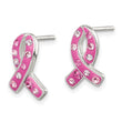 Sterling Silver Pink Stellux Crystal Ribbon Post Earrings - Birthstone Company