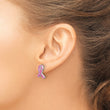 Sterling Silver Pink Stellux Crystal Ribbon Post Earrings - Birthstone Company
