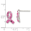 Sterling Silver Pink Stellux Crystal Ribbon Post Earrings - Birthstone Company
