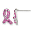 Sterling Silver Pink Stellux Crystal Ribbon Post Earrings - Birthstone Company