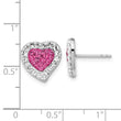 Sterling Silver Rhodium-plated Pink & Clear Stellux Crystal Heart Post Earrings - Birthstone Company