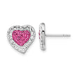 Sterling Silver Rhodium-plated Pink & Clear Stellux Crystal Heart Post Earrings - Birthstone Company