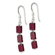 Sterling Silver Polished Triple Rectangle Garnet Dangle Earrings