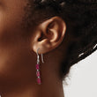 Sterling Silver Polished Triple Rectangle Garnet Dangle Earrings - Birthstone Company
