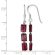 Sterling Silver Polished Triple Rectangle Garnet Dangle Earrings - Birthstone Company