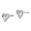 Sterling Silver Rhodium-plated CZ Heart Post Earrings - Birthstone Company
