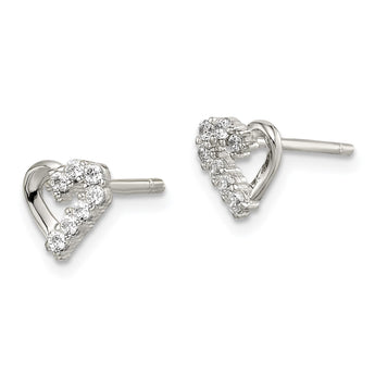 Sterling Silver Rhodium-plated CZ Heart Post Earrings - Birthstone Company