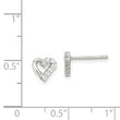 Sterling Silver Rhodium-plated CZ Heart Post Earrings