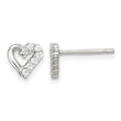 Sterling Silver Rhodium-plated CZ Heart Post Earrings - Birthstone Company